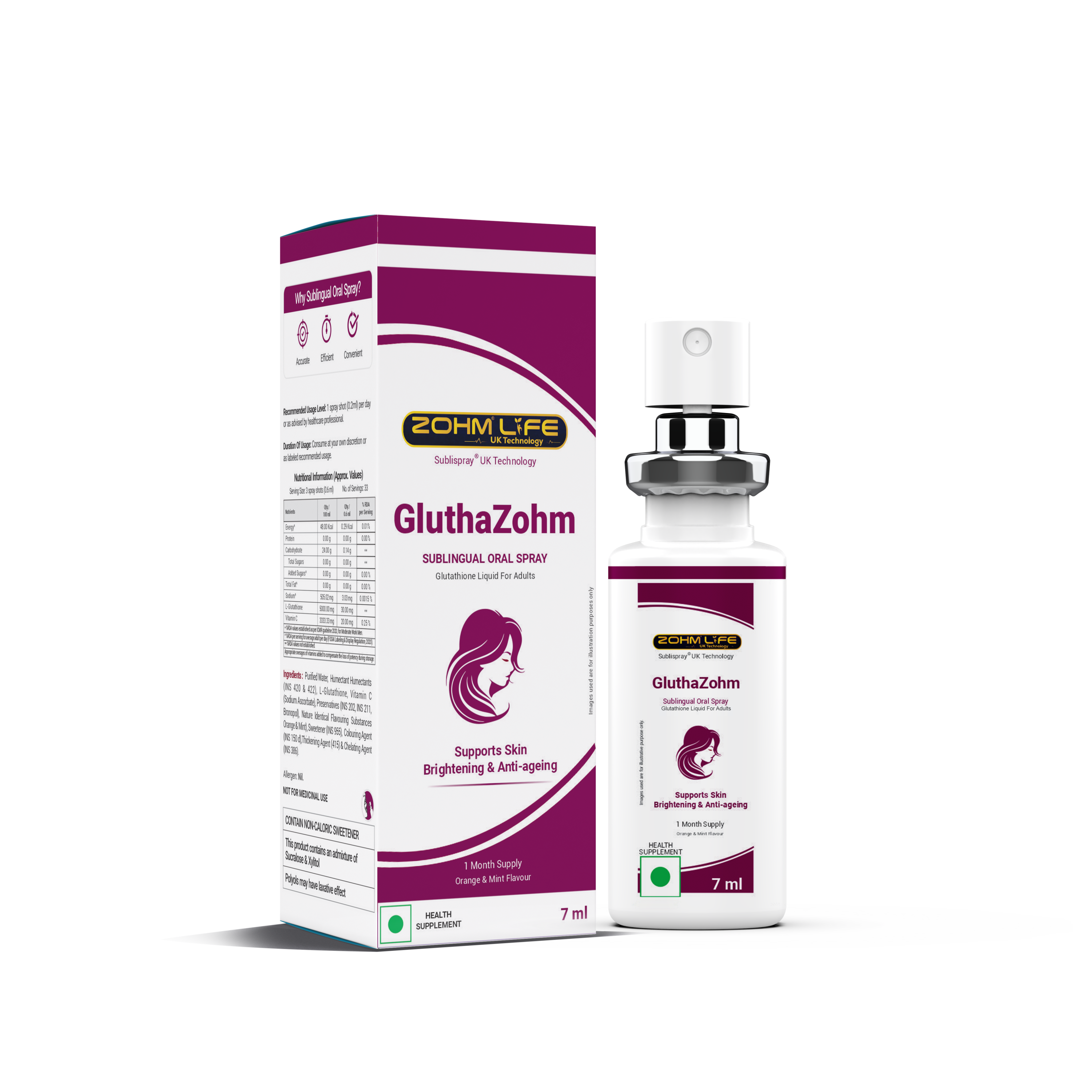 GluthaZohm Sublingual Spray | Glutathione for Skin & Immunity Zohmlife GluthaZohm Sublingual Spray | Glutathione for Skin & Immunity Zohmlife